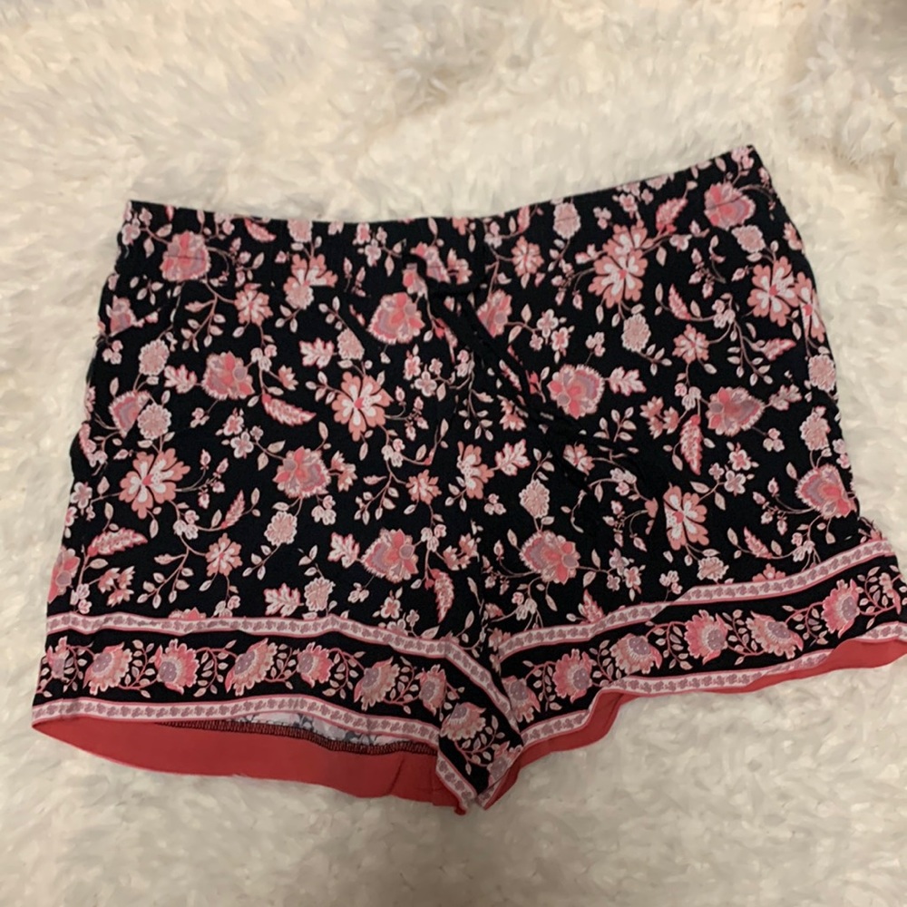 Loft black shorts with pink floral print
